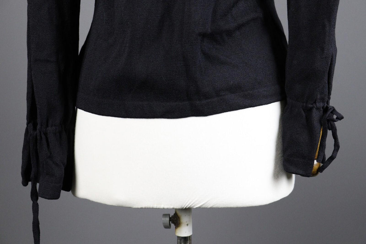 ST. JOHN EVENING Black Wool Lagenlook Knit Cardigan Sweater – Size 8