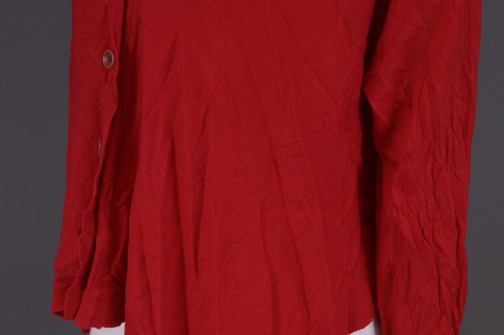 OSKA Red Knit Drape Long Sleeve Button Cardigan Sweater – Size 3