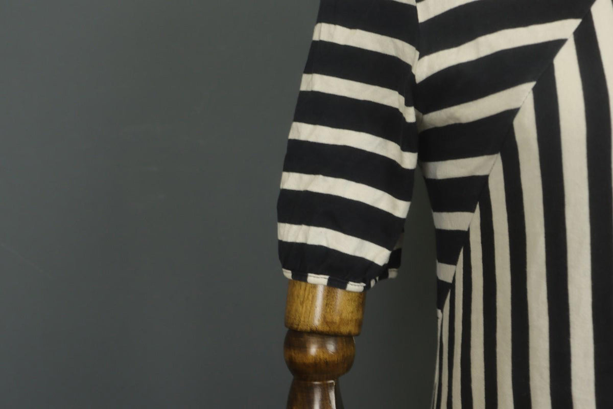 GUDRUN SJODEN Black White Striped 100% Cotton Round Neck Shift Dress – Size S – Used