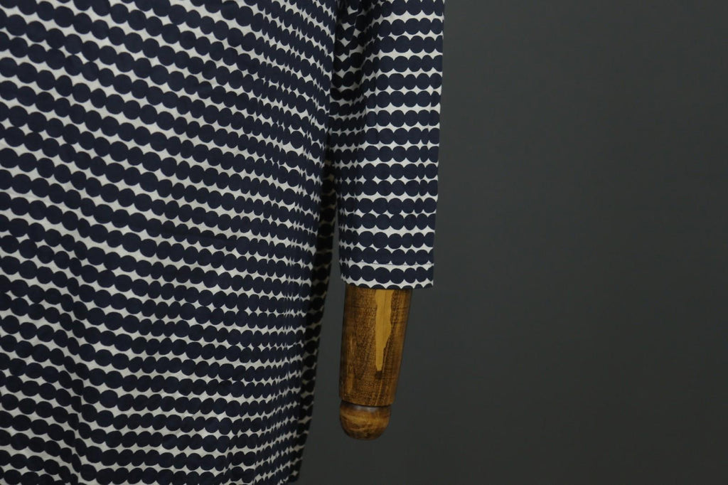MARIMEKKO LEVOLLINEN RASYMATTO Black White Polka Dot Pullover Shift Dress Sz XS