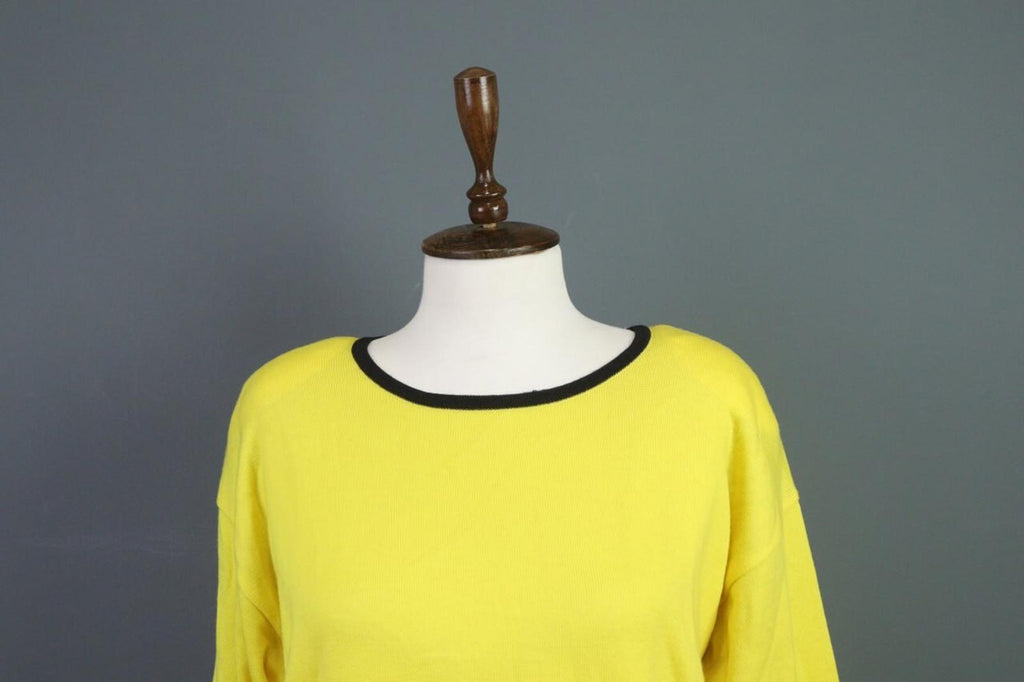 ESCADA Yellow Wool Long Sleeve A-Line Geometric Shift Midi Dress – Size 38