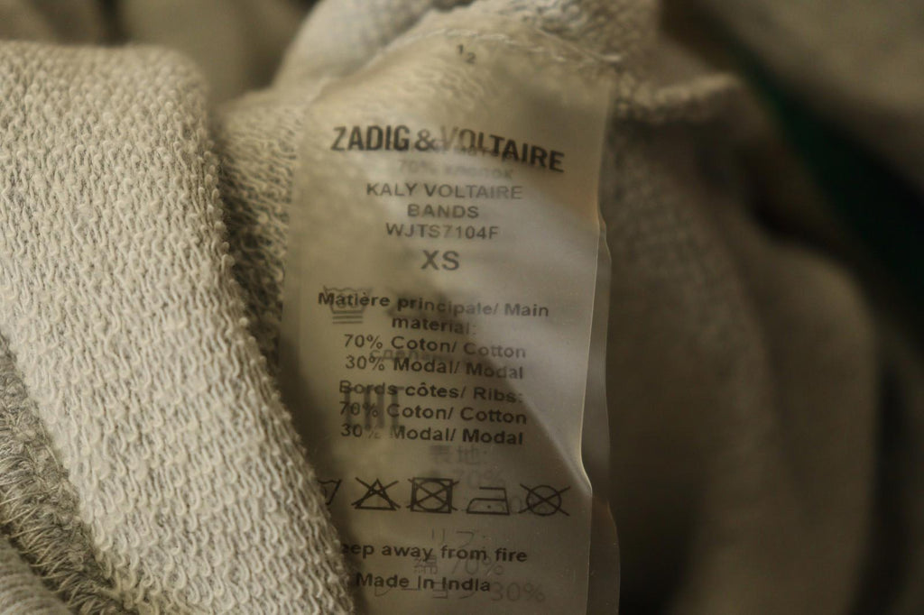Used ZADIG & VOLTAIRE Gray 3/4 Sleeve Kangaroo Pocket Pullover Sweatshirt – Size XS