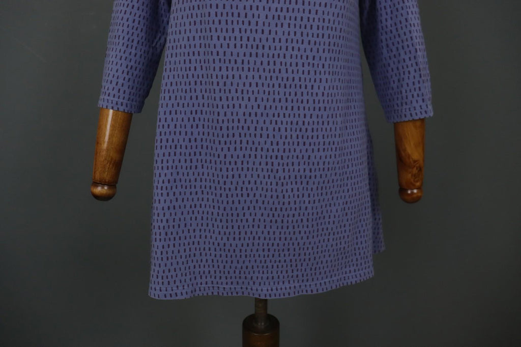 GUDRUN SJODEN Blue Striped Cotton Round Neck Long Sleeve Shift Dress – Size S