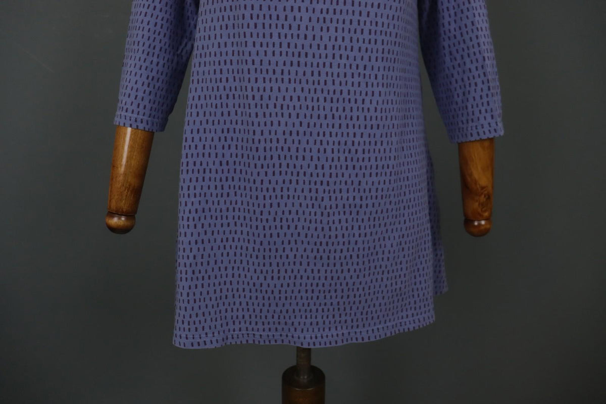 GUDRUN SJODEN Blue Striped Cotton Round Neck Long Sleeve Shift Dress – Size S