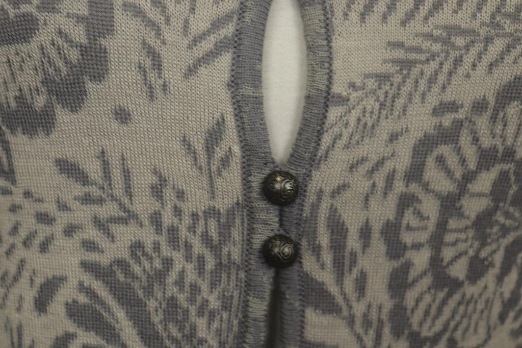 GUDRUN SJODEN Multi Floral Wool Knitted Round Neck Button Front Cardigan – Size S