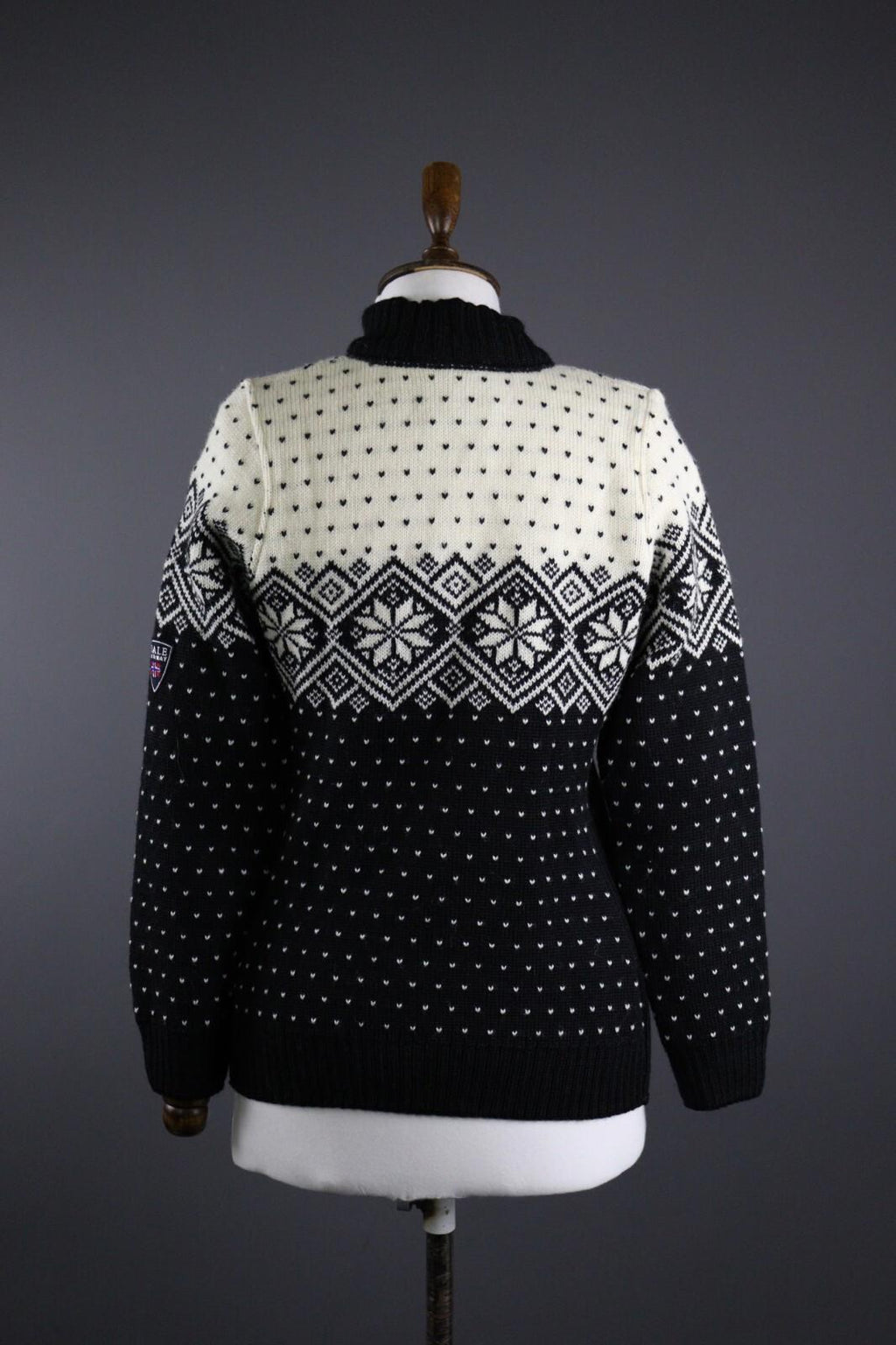 DALE OF NORWAY Black Fair Isle Wool Duffle Cardigan Sweater – Size S