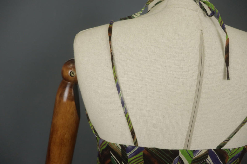 MAX MARA Multicolor Geometric Silk Halter Neck Sleeveless Midi Dress – Size 40