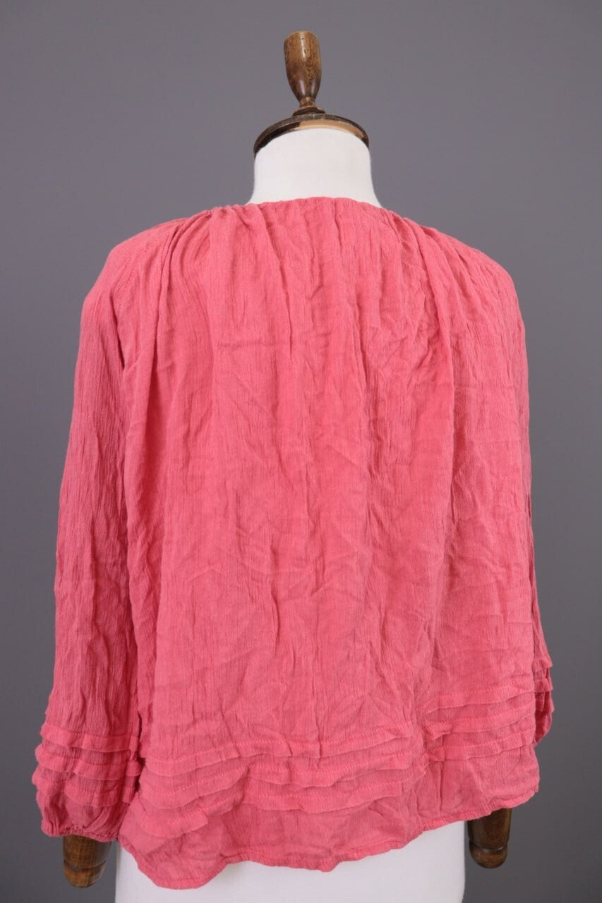 Denim & Supply Ralph Lauren Pink 3/4 Sleeve Drawstring Blouse Top Shirt – Size M