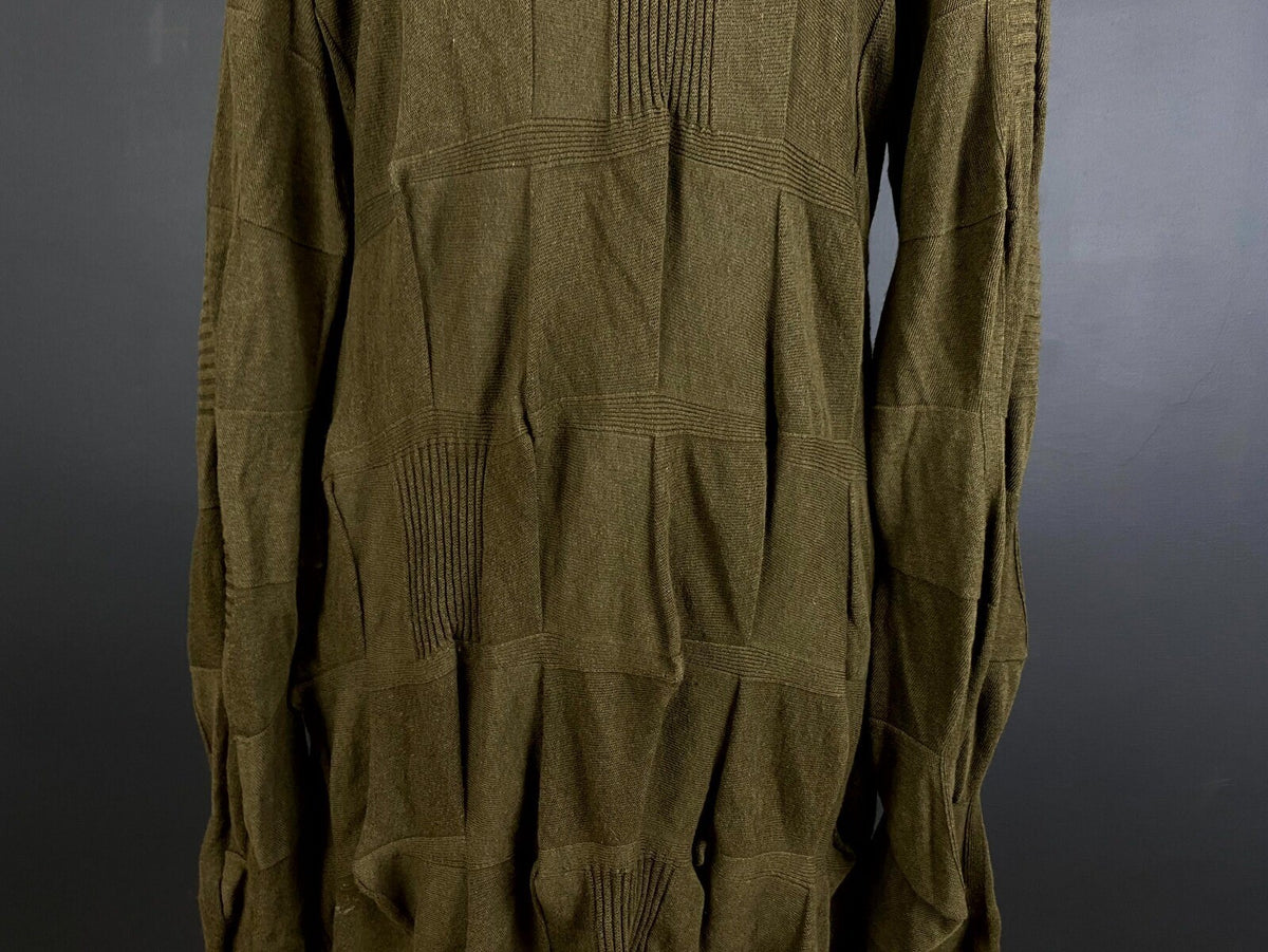 OSKA Khaki Wool Knit Long Sleeve Lagenlook Button Blouson Dress – Size 2