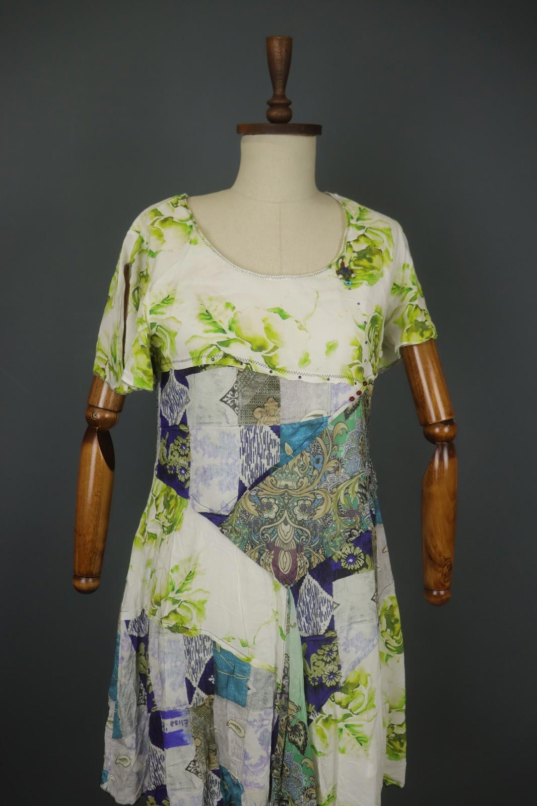 ELISA CAVALETTI SONO ITALIANO Multi Patchwork Floral Paisley Boho Dress – Size M