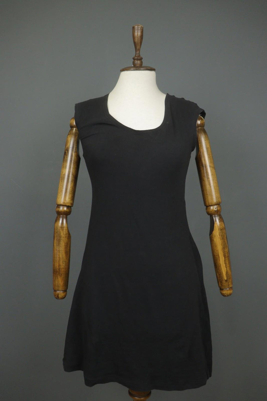 GUDRUN SJODEN Black Cotton Round Neck Sleeveless Pullover Tank Dress – Size S