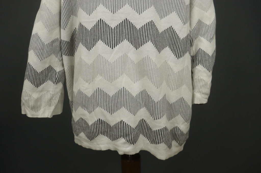 GUDRUN SJODEN Multi Herringbone Long Sleeve Round Neck Pullover Sweater – Size L