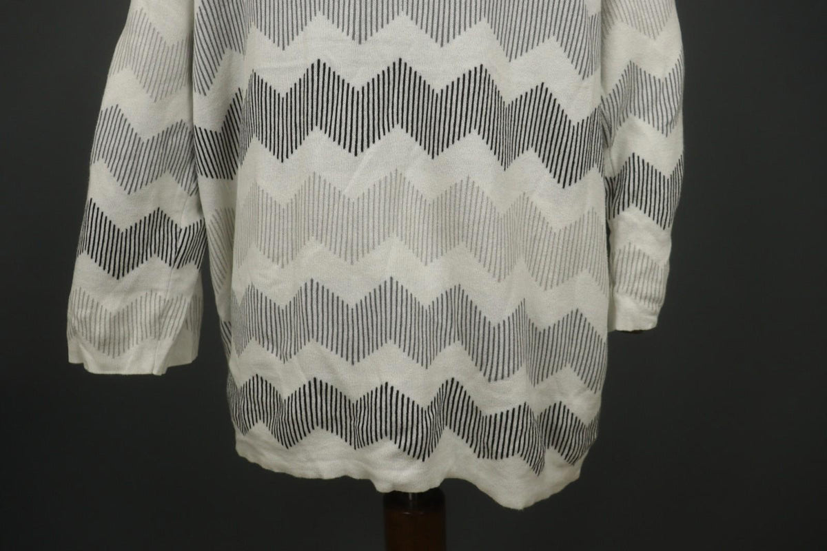 GUDRUN SJODEN Multi Herringbone Long Sleeve Round Neck Pullover Sweater – Size L