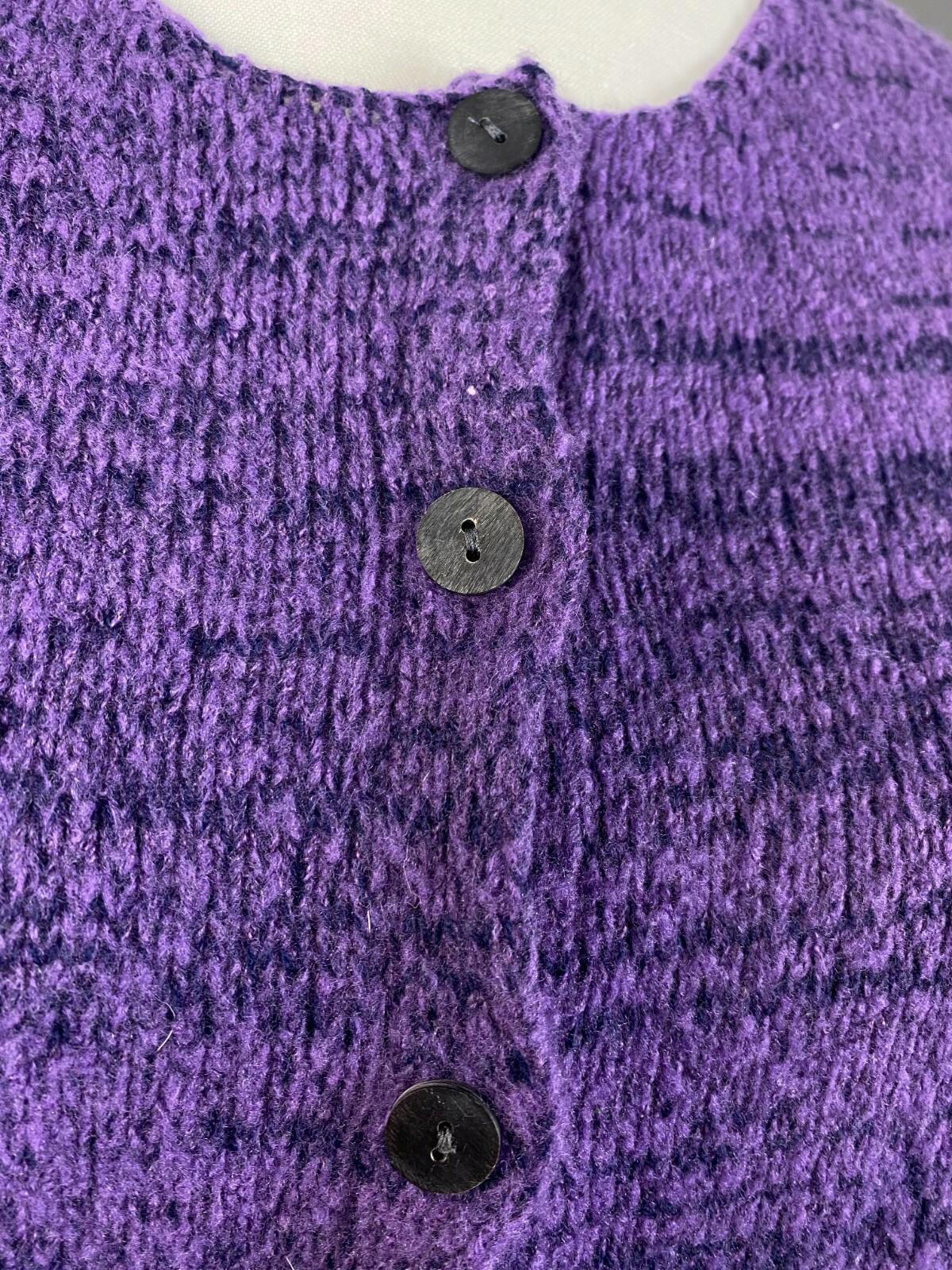 GRIZAS Purple Wool Button Down 3/4 Sleeve Cardigan Sweater – Size M
