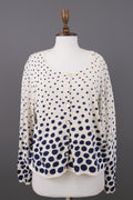 Gudrun Sjoden White Polka Dot Long Sleeve Knit Cardigan Sweater – Size L