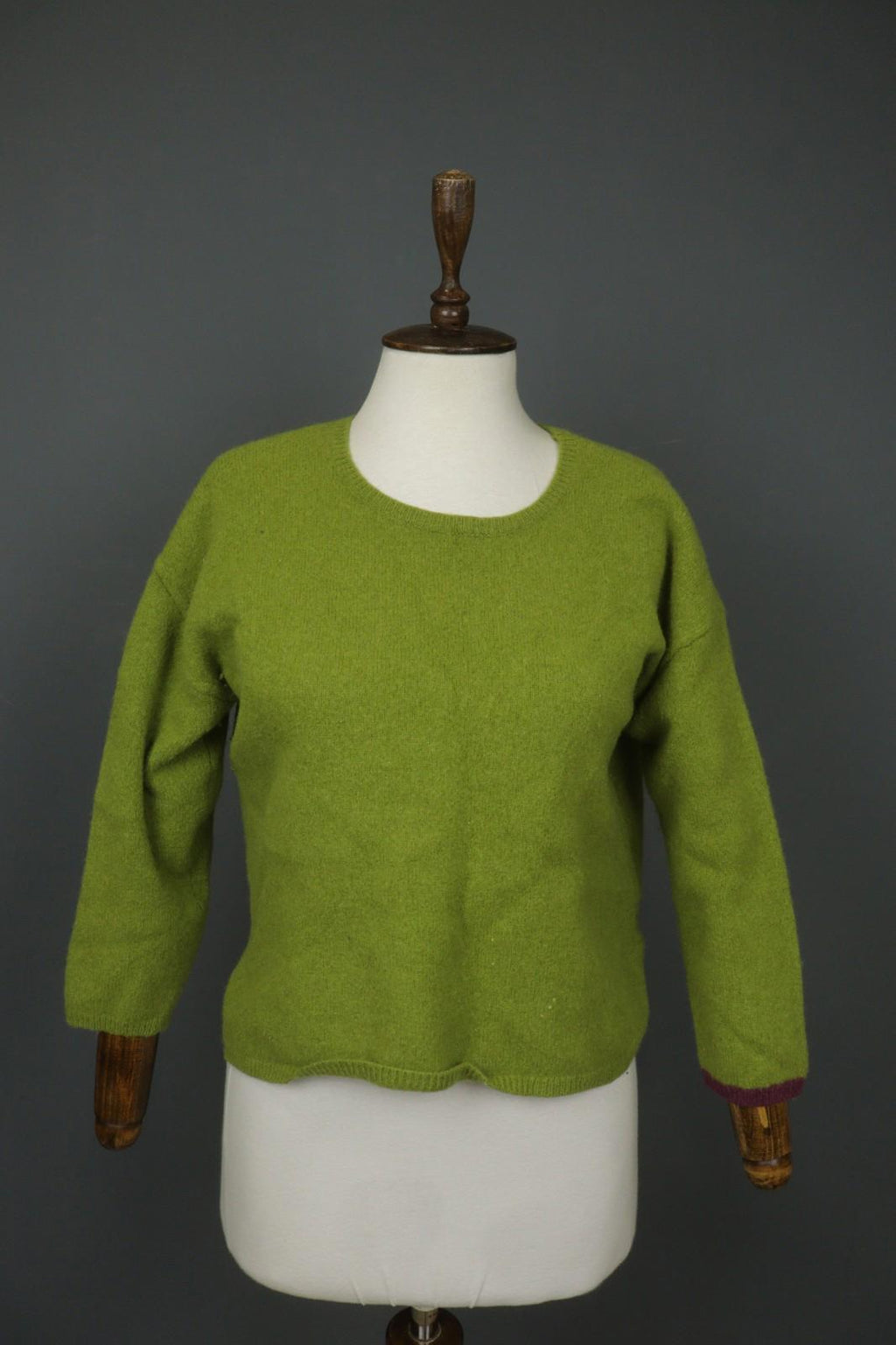 GUDRUN SJODEN Green 100% Wool Tight Knitted Crew Neck Pullover Sweater – Size L