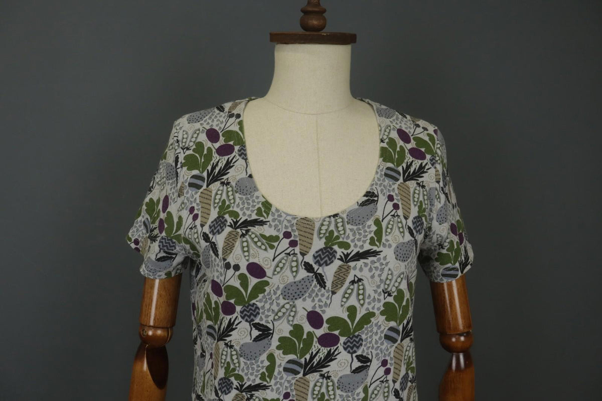 GUDRUN SJODEN Multi Floral Cotton Round Neck Short Sleeve Shift Dress – Size M