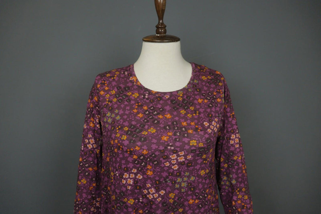 GUDRUN SJODEN Multi Floral Lyocell Long Sleeve Round Neck Sheath Dress – Size M