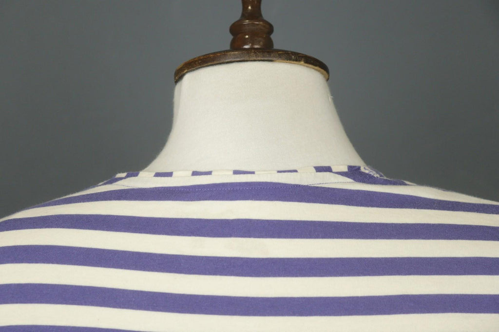 GUDRUN SJODEN Purple White Striped Cotton Crew Neck Pullover Shirt Top – Size XS