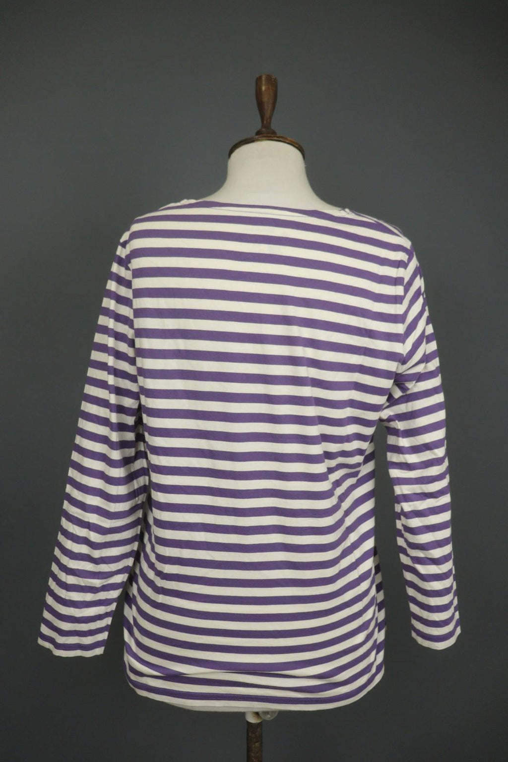 GUDRUN SJODEN Purple White Striped 100% Cotton Long Sleeve Blouse Top – Size M
