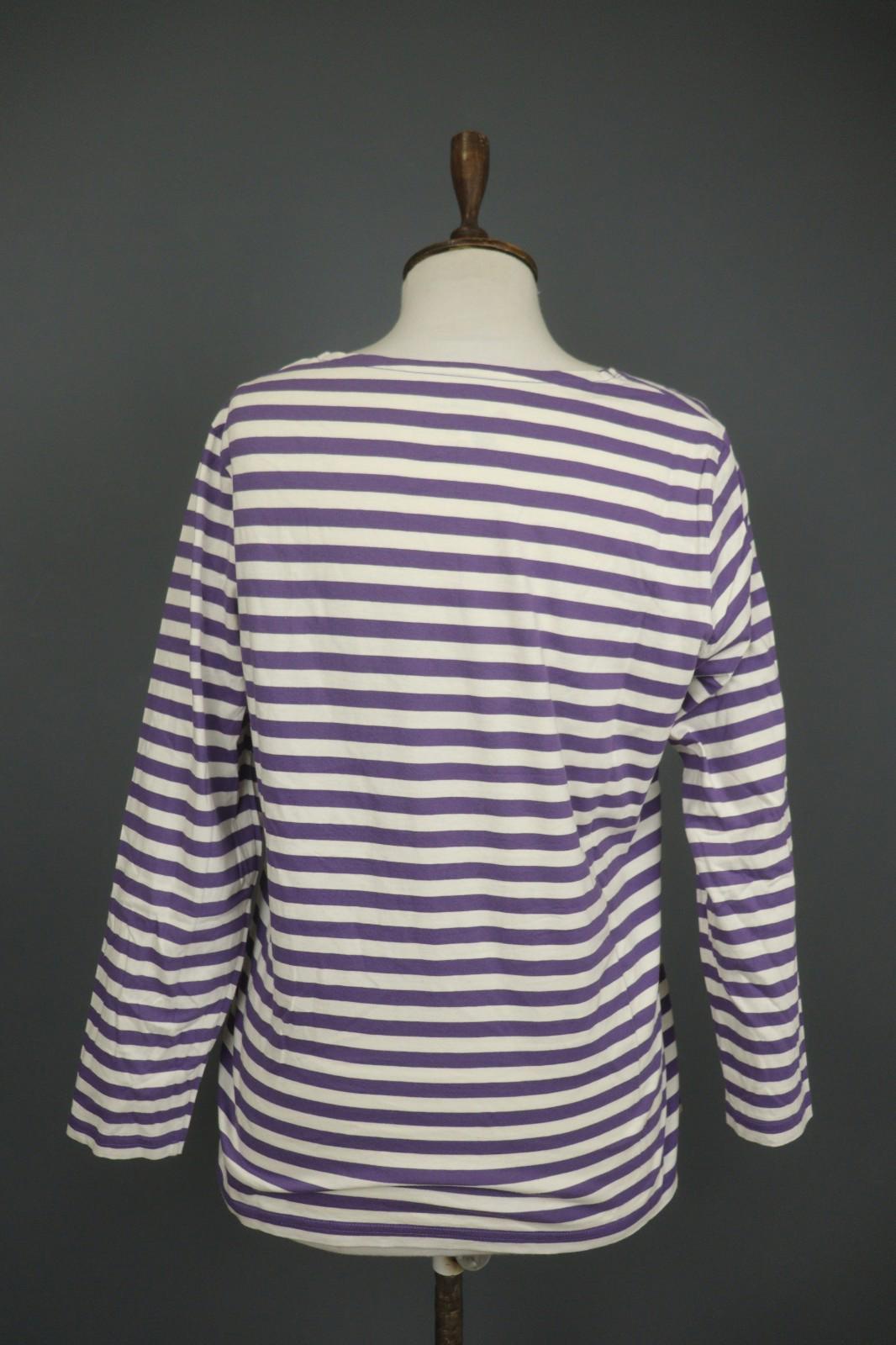 GUDRUN SJODEN Purple White Striped 100% Cotton Long Sleeve Blouse Top – Size M