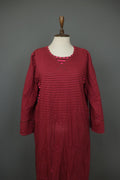 GUDRUN SJÖDEN Burgundy Pink Stripe Organic Cotton Long Sleeve Shift Dress – Size L
