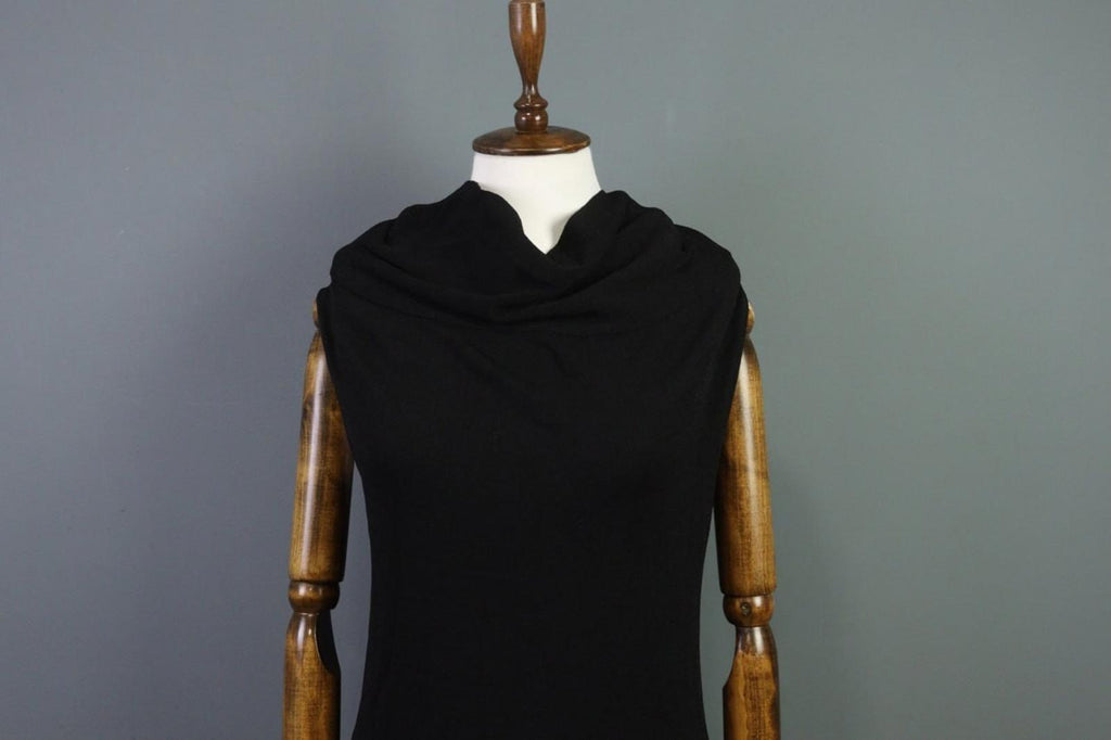 SARAH PACINI Black Cowl Neck Sleeveless Party Cocktail Bodycon Dress – Size M/L