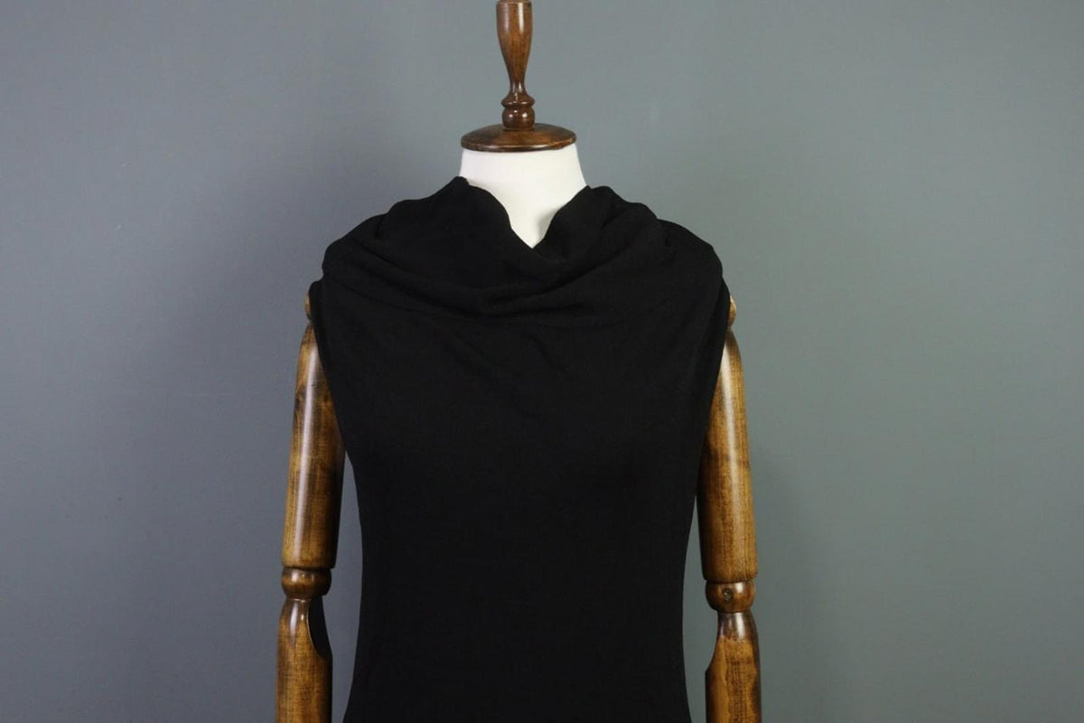 SARAH PACINI Black Cowl Neck Sleeveless Party Cocktail Bodycon Dress – Size M/L