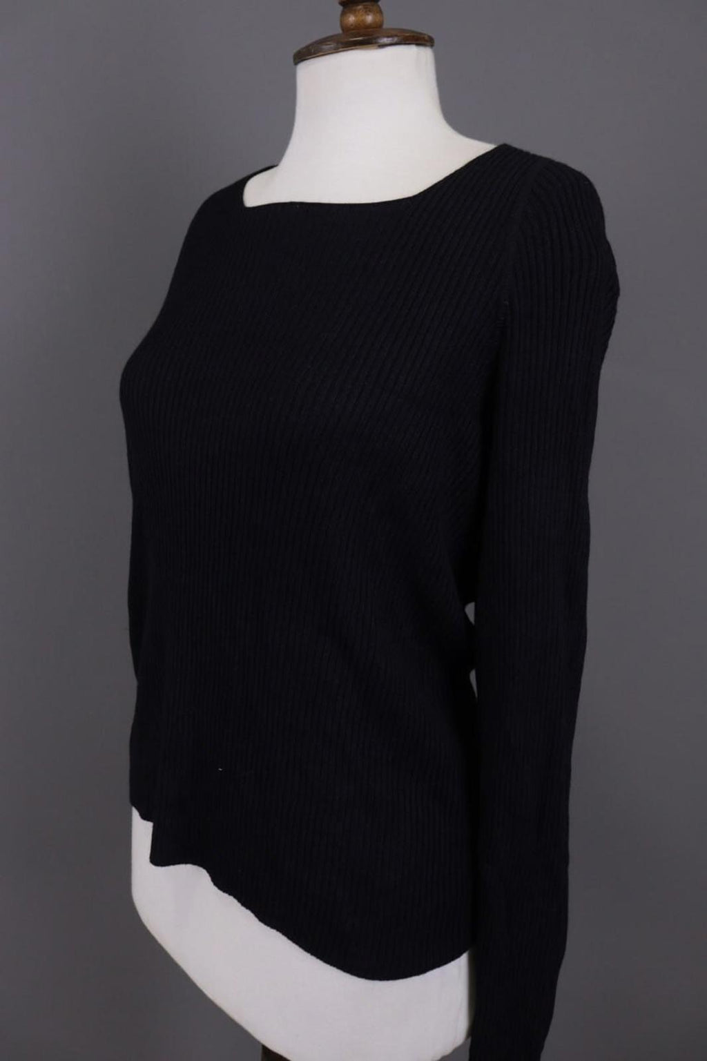 ANNETTE GORTZ Black Ribbed Cashmere Knit Cardigan Sweater – Size L