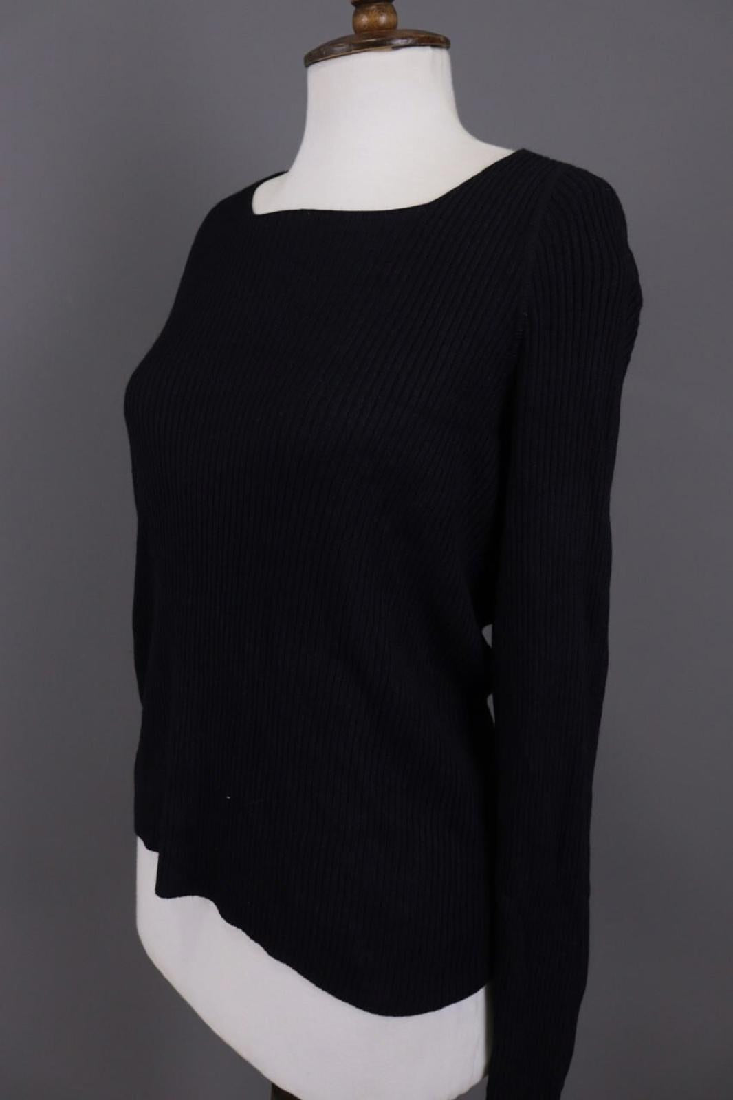 ANNETTE GORTZ Black Ribbed Cashmere Knit Cardigan Sweater – Size L