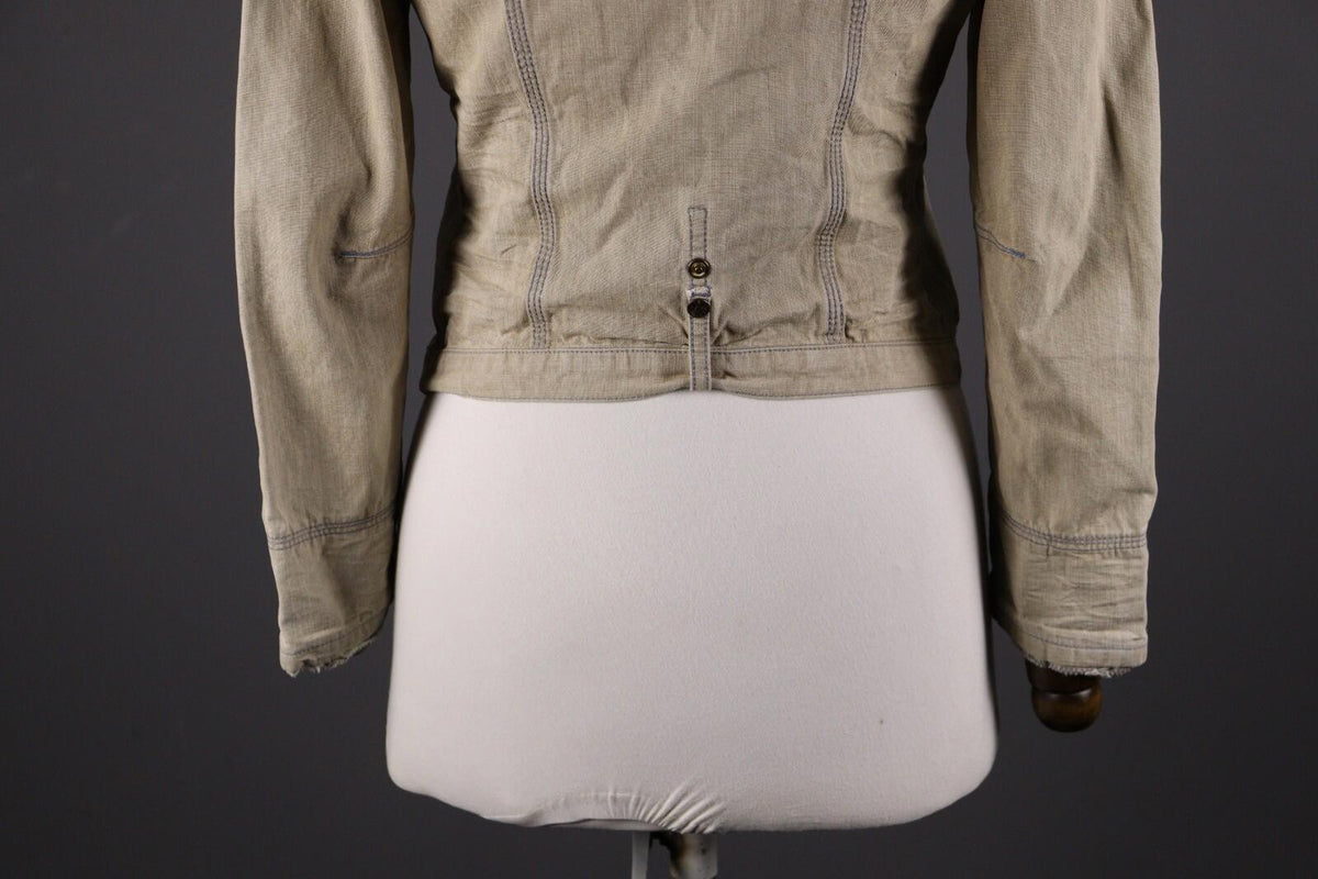 MARITHE FRANCOIS GIRBAUD Beige Denim Button Down Jacket – Size USA 27