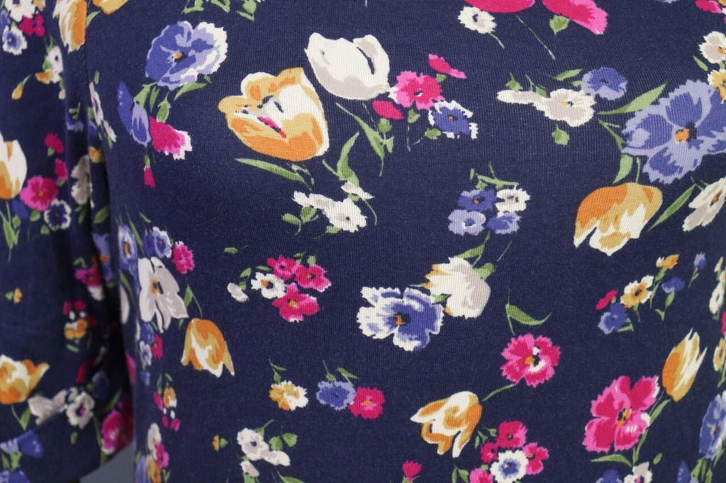 RALPH LAUREN BLACK LABEL Blue Floral 3/4 Sleeve Stretch Blouse Top – Size S
