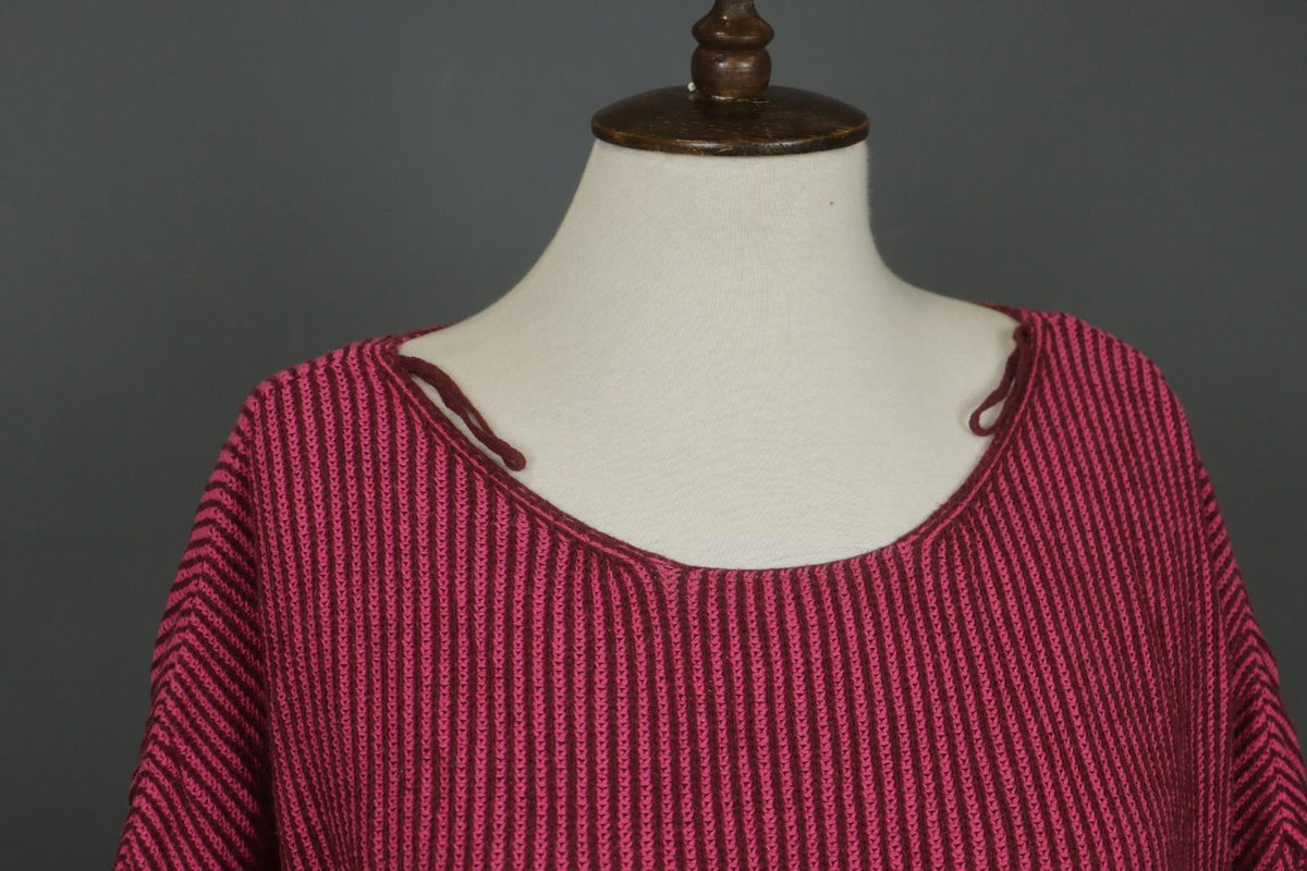GUDRUN SJODEN Pink 100% Cotton Knit Long Sleeve Round Neck Sweater – Size L/XL