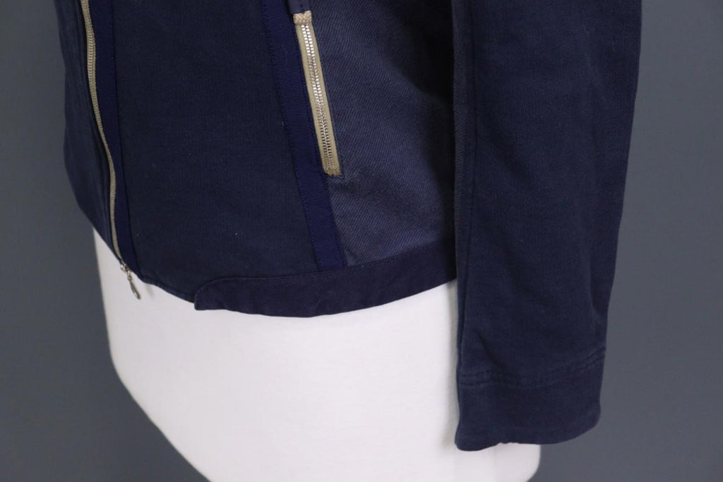 FRAUENSCHUH Blue 100%Cotton Mock Neck Long Sleeve Zipper Pockets Jacket – Size 2