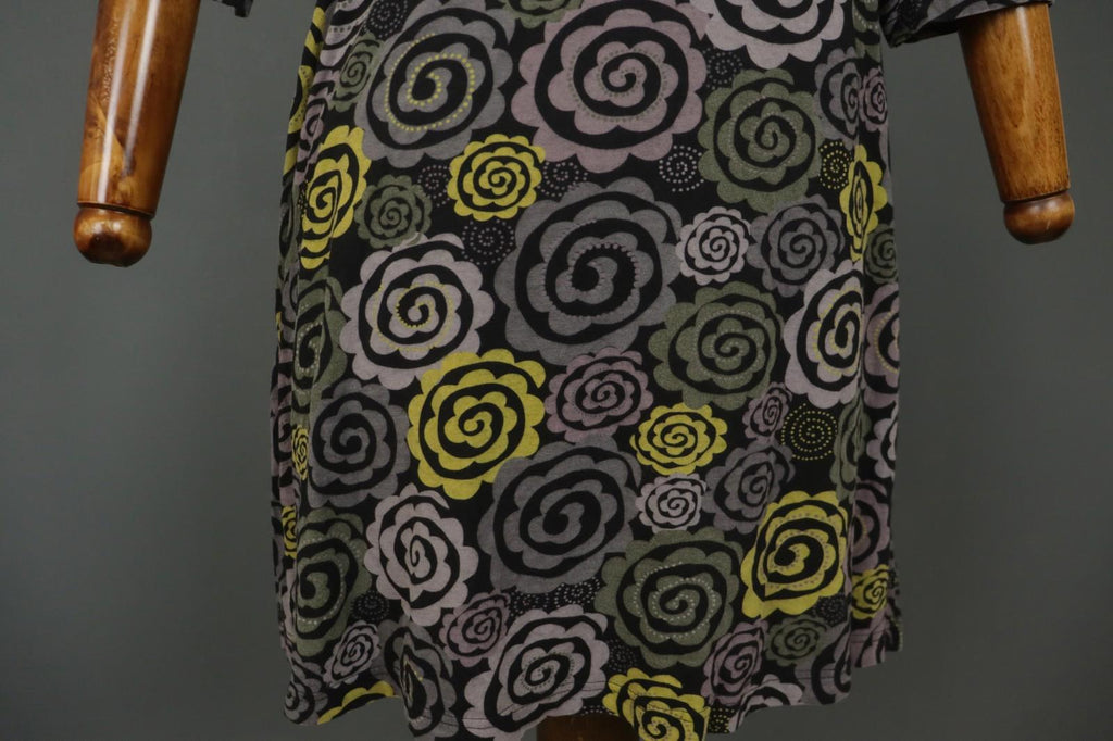 GUDRUN SJODEN Multi Floral Long Sleeve Round Neck Pullover Shift Dress – Size M