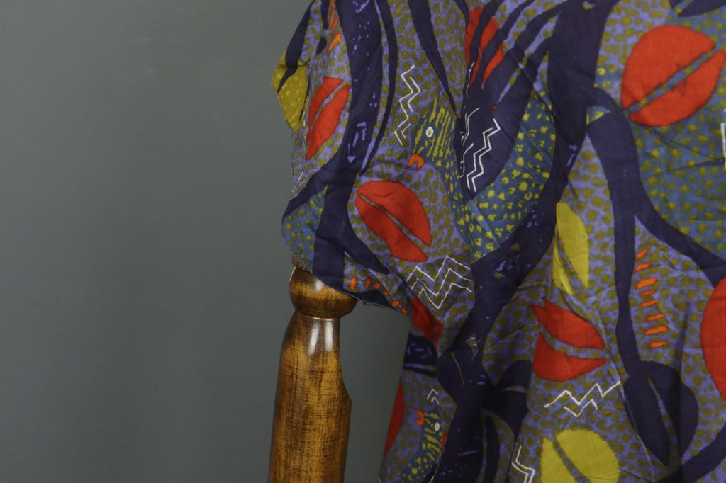 GUDRUN SJODEN Multicolor Printed Round Neck Short Sleeve Sheath Dress – Size XL