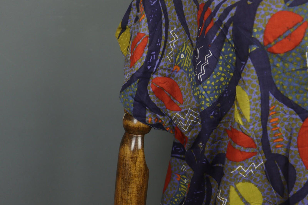 GUDRUN SJODEN Multicolor Printed Round Neck Short Sleeve Sheath Dress – Size XL