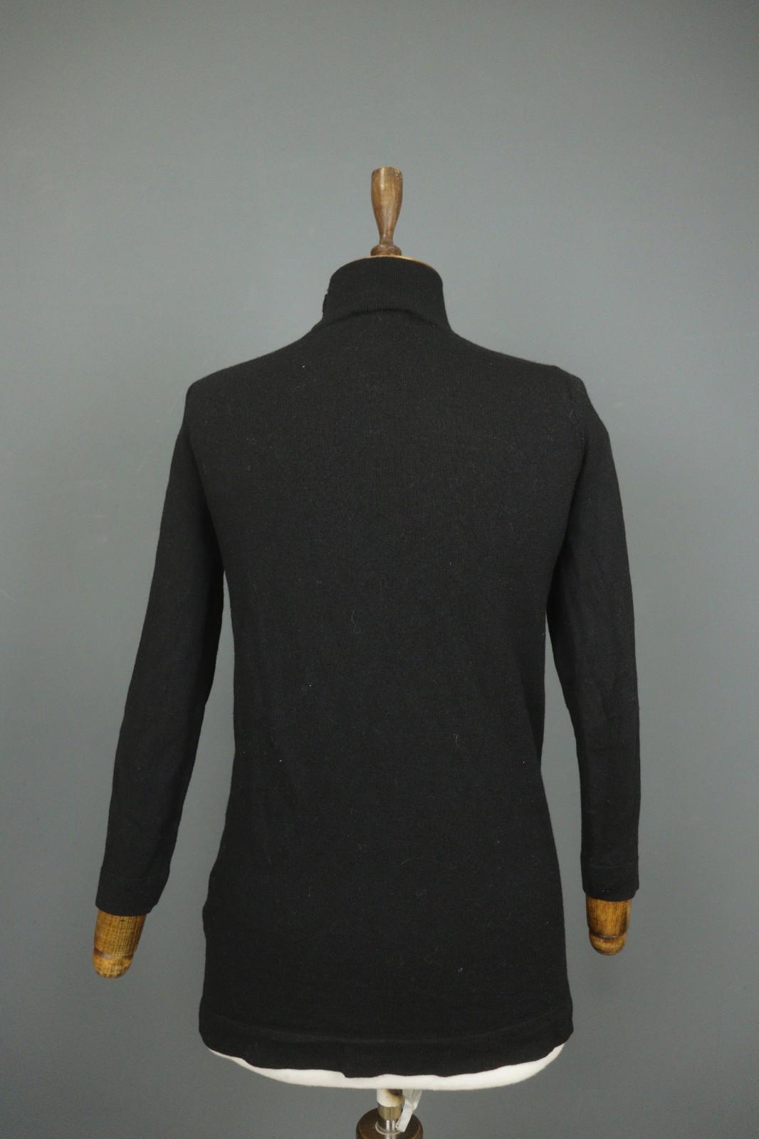 SEZANE Black Turtleneck Raglan Sleeve Button Detailed Pullover Sweater – Size S