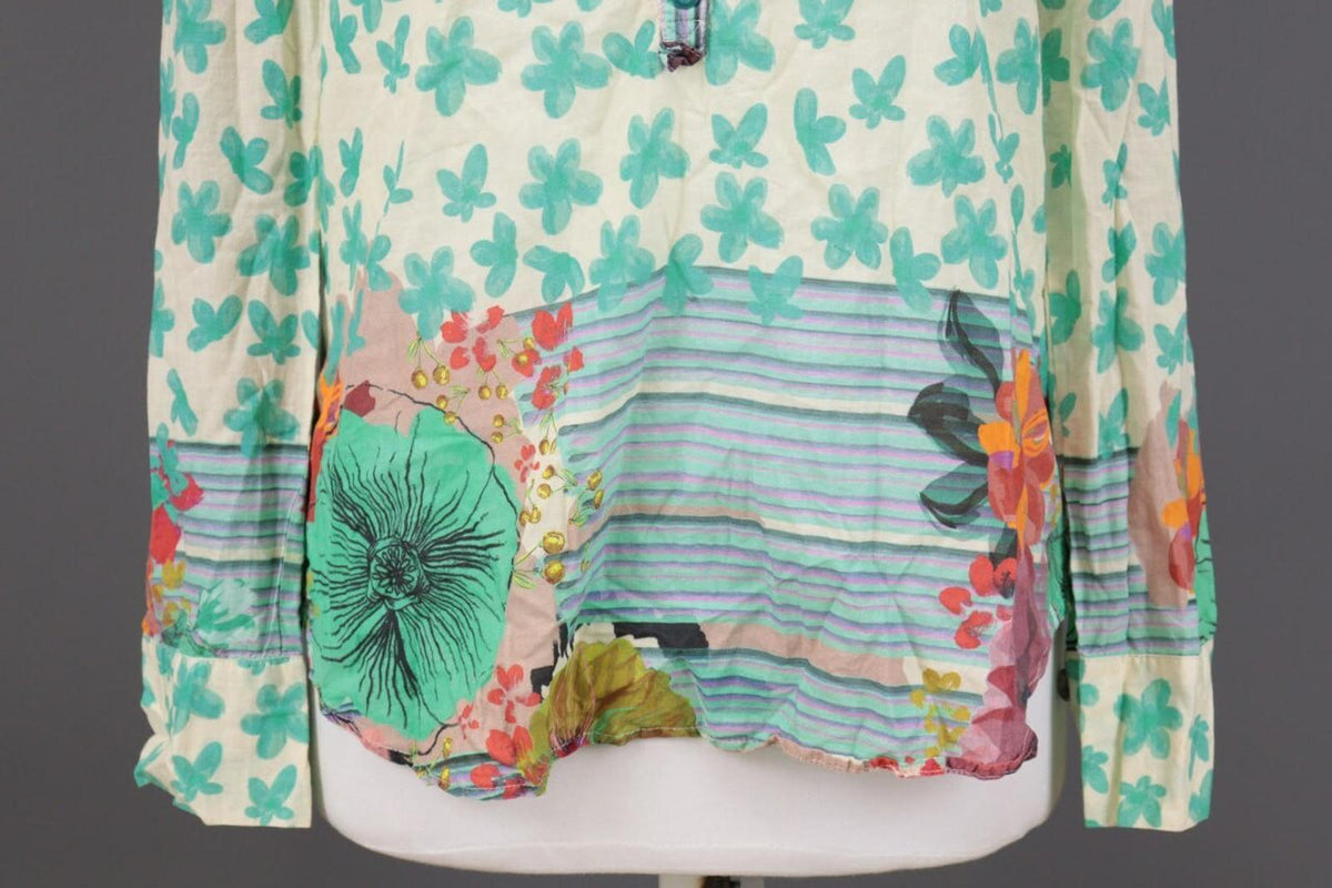 IVKO Green Floral Henley Lightweight Summer Blouse Shirt – Size 36