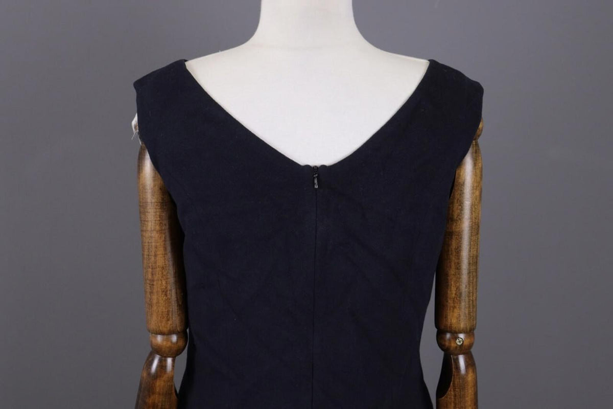 BURBERRY LONDON Blue Wool Angora Lined Sleeveless A-Line Midi Dress – Size 14