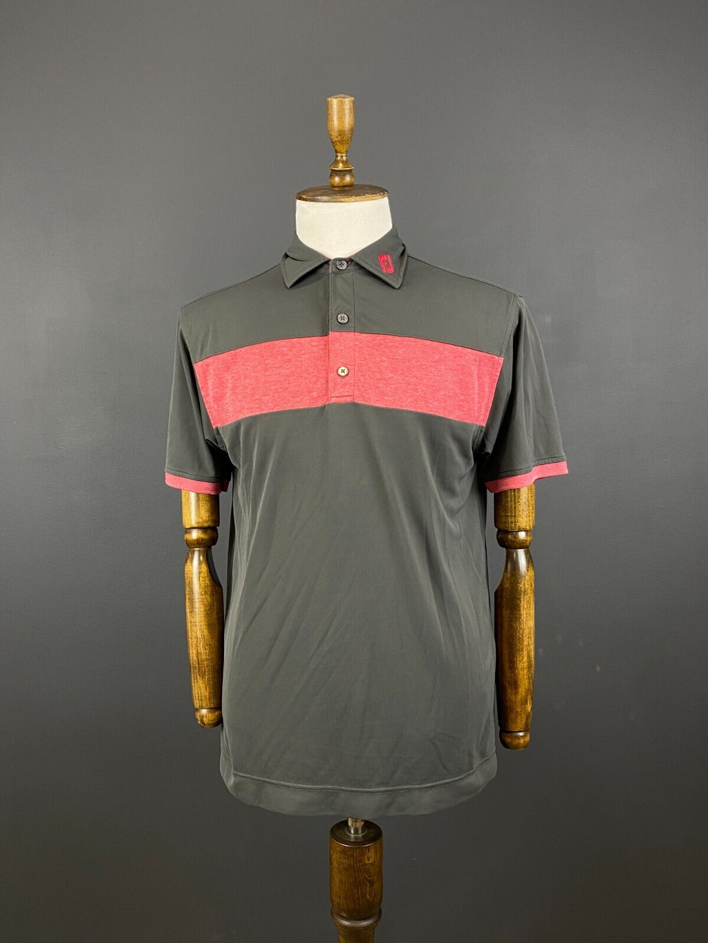 FJ FootJoy Athletic Fit Khaki Golf Spandex Short Sleeve Polo Shirt – Size L
