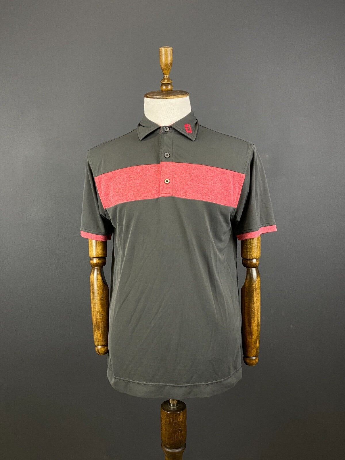 FJ FootJoy Athletic Fit Khaki Golf Spandex Short Sleeve Polo Shirt – Size L
