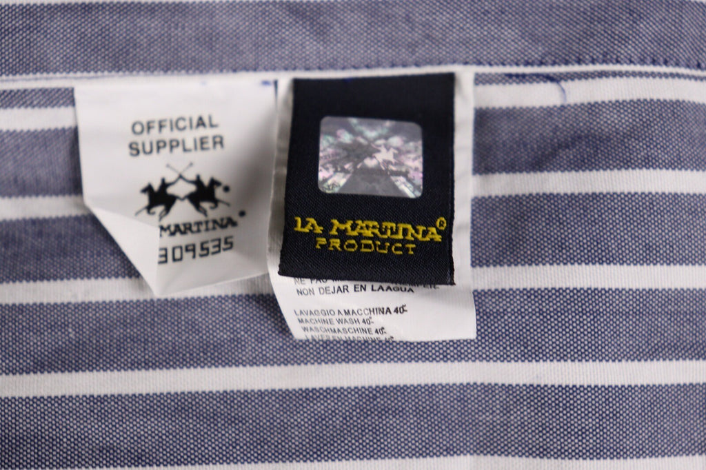 La Martina Blue Stripe Long Sleeve Button Blouse Shirt – Size M