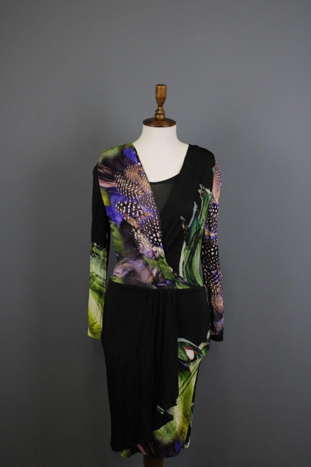 ETRO Multicolor Printed Lined Wrapped V-Neck Long Sleeve Bodycon Dress – Size 42