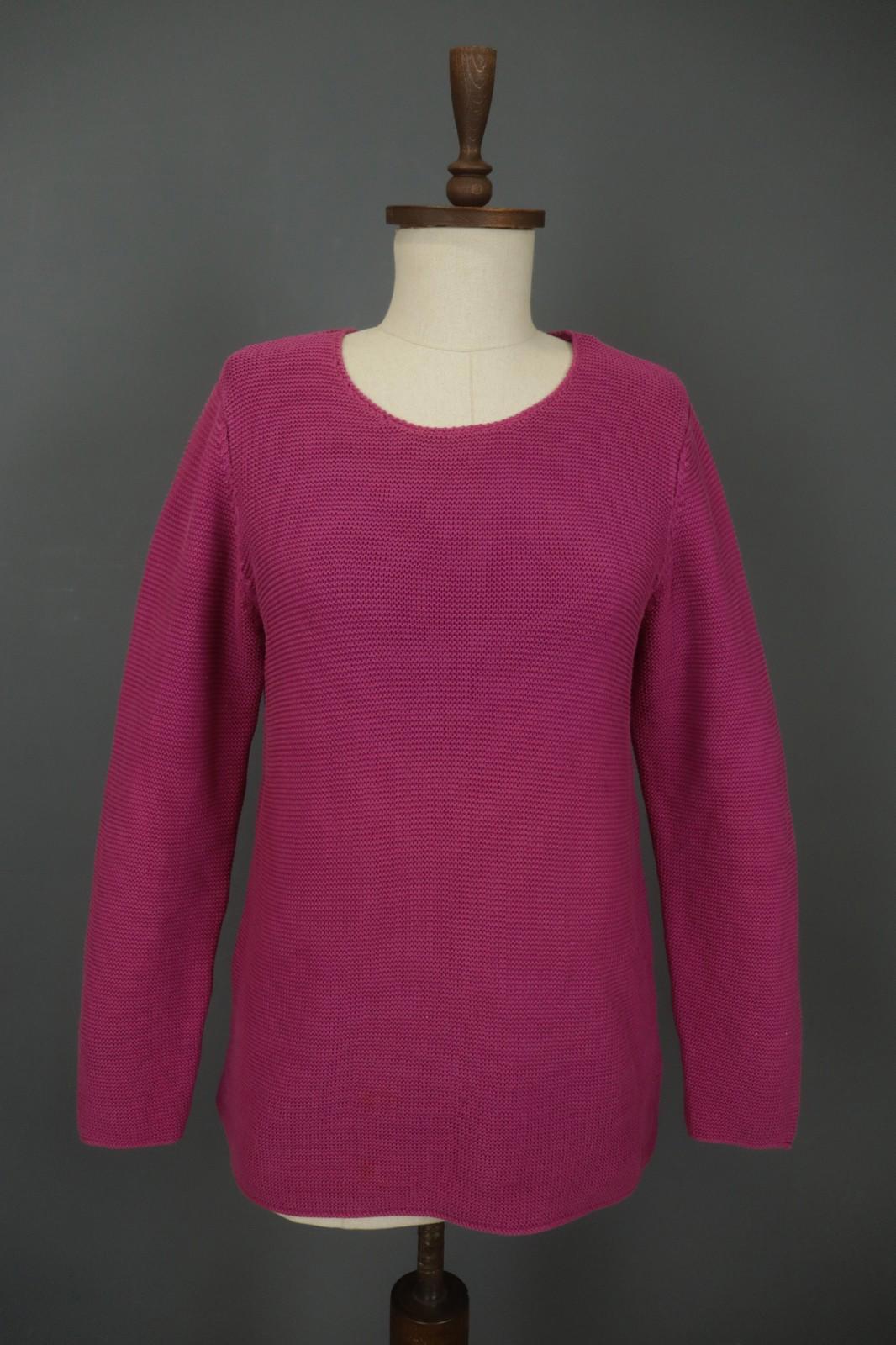GUDRUN SJODEN Pink Cotton Knitted Round Neck Long Sleeve Cardigan Sweater – Size M