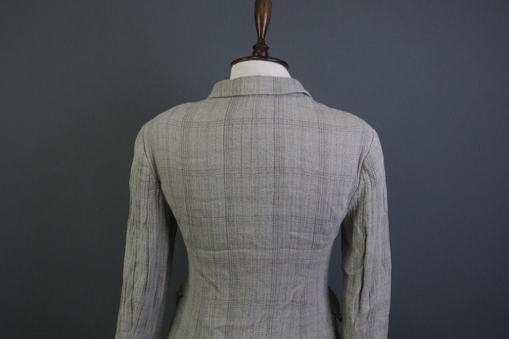 JIL SANDER Gray Plaid 100% Linen Three Button Blazer Jacket – Size 38