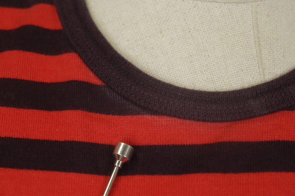 MARIMEKKO PITKĀMEKKO Red Black Striped Cotton Long Sleeve Shift Dress – Size XS
