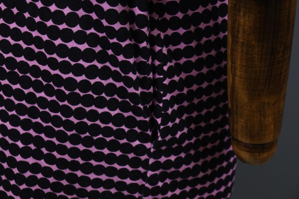 MARIMEKKO ADD PERETTA PIKKU RASYMATTO Purple Polka Dot Cotton Shift Dress Sz XS