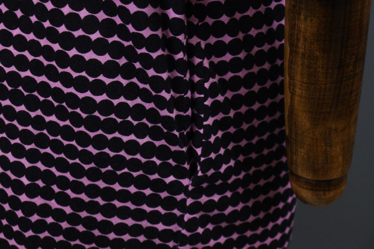 MARIMEKKO ADD PERETTA PIKKU RASYMATTO Purple Polka Dot Cotton Shift Dress Sz XS