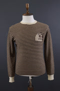 La Martina Brown Stripe Wool Brown Men's Crew Neck Sweater – Size M
